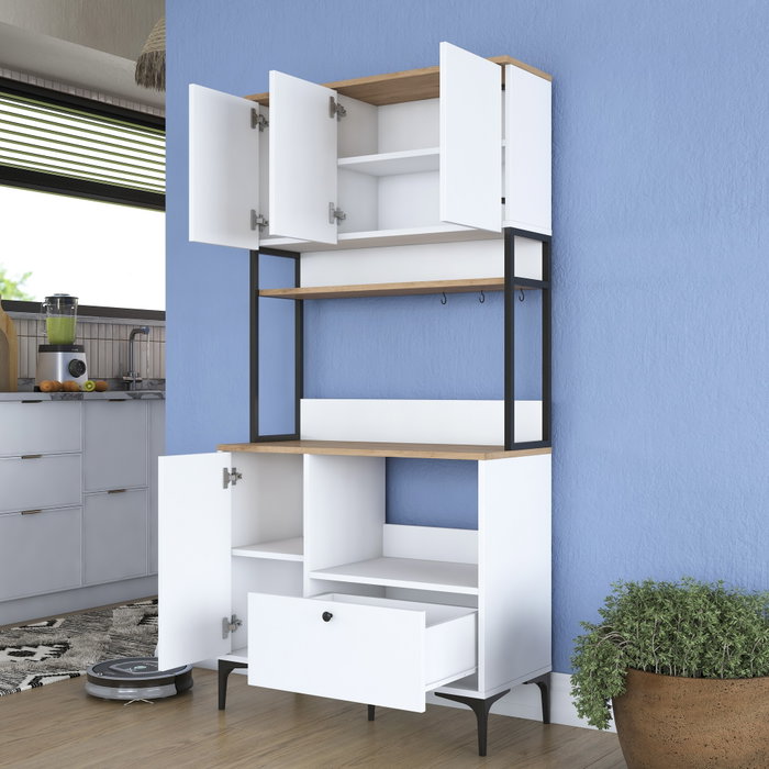 Hanah Home Gabinete Multipropósito Blanco y Nuez